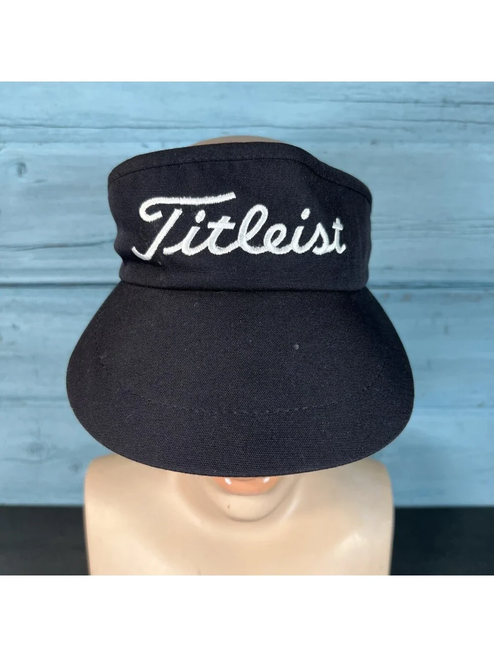 Vintage Titlelist Golf Visor Black White Embroidered Logo Adjustable Texace USA